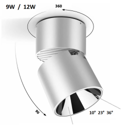 SPOTS LED APPARENTS RONDS / CARRÉS – ORIENTABLES  9W / 12W