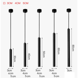 SUSPENSION ÉLÉGANTE TUBES RONDS LED 5W – Divers diamètres longueurs du Tube